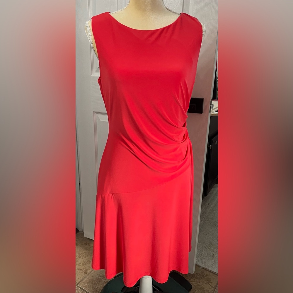 Ralph Lauren Black Label Red Sheath Dress Asymmetrical Neckline NWT!
